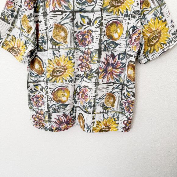 [Vintage] Shenanigans Sz Large L Floral Fruit Print Round Neck Short Sleeve Top - Picture 8 of 9